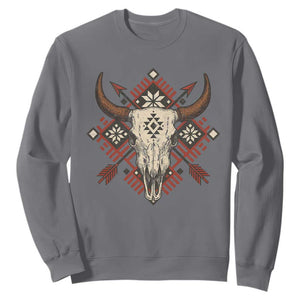 Native American Longhorn Bull Skull Tribal Arrows Sweatshirt TS11 Charcoal Print Your Wear