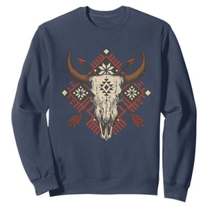 Native American Longhorn Bull Skull Tribal Arrows Sweatshirt TS11 Navy Print Your Wear