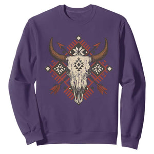 Native American Longhorn Bull Skull Tribal Arrows Sweatshirt TS11 Purple Print Your Wear