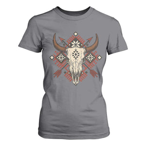 Native American Longhorn Bull Skull Tribal Arrows T Shirt For Women TS11 Charcoal Print Your Wear