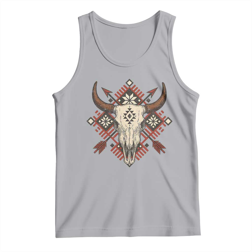 Native American Longhorn Bull Skull Tribal Arrows Tank Top TS11 Athletic Heather Print Your Wear