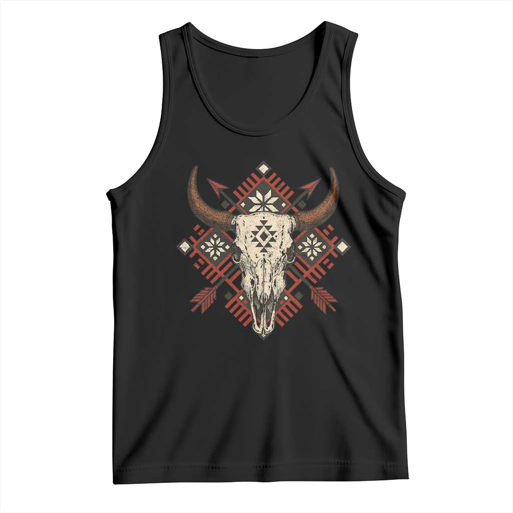 Native American Longhorn Bull Skull Tribal Arrows Tank Top TS11 Black Print Your Wear