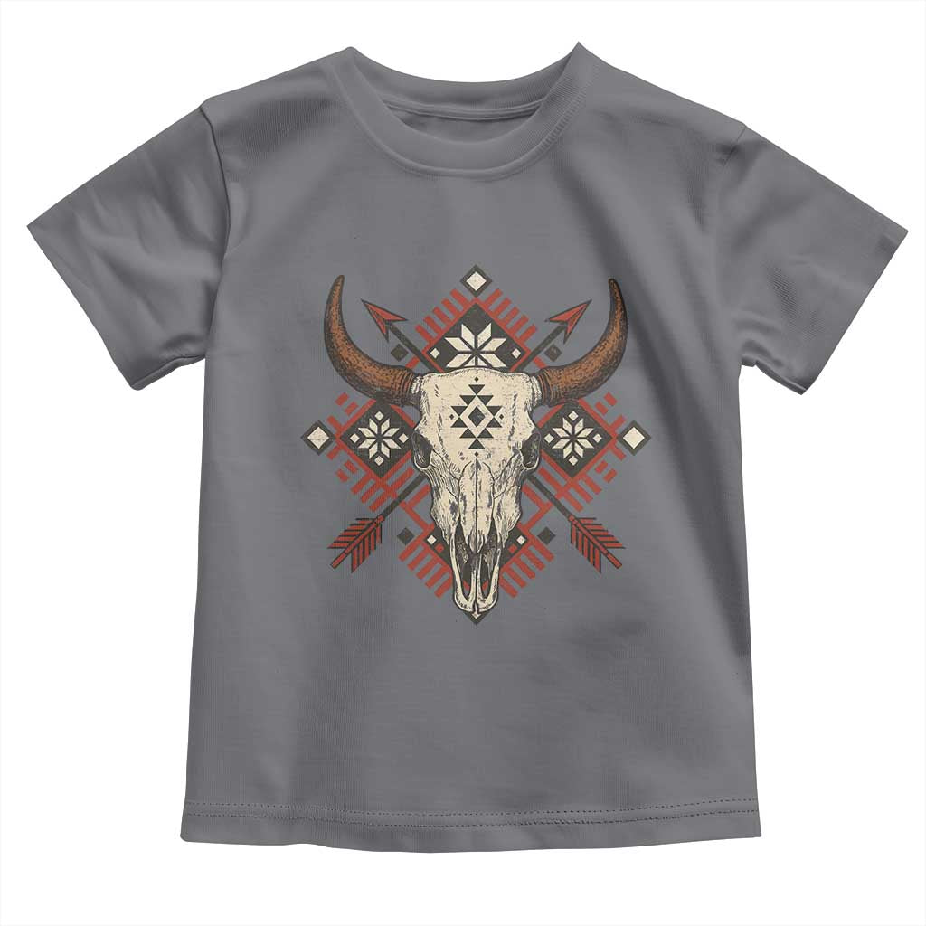 Native American Longhorn Bull Skull Tribal Arrows Toddler T Shirt TS11 Charcoal Print Your Wear