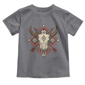 Native American Longhorn Bull Skull Tribal Arrows Toddler T Shirt TS11 Charcoal Print Your Wear