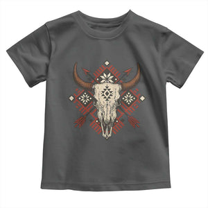 Native American Longhorn Bull Skull Tribal Arrows Toddler T Shirt TS11 Dark Heather Print Your Wear