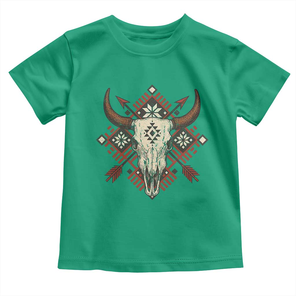 Native American Longhorn Bull Skull Tribal Arrows Toddler T Shirt TS11 Irish Green Print Your Wear