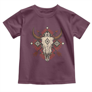 Native American Longhorn Bull Skull Tribal Arrows Toddler T Shirt TS11 Maroon Print Your Wear