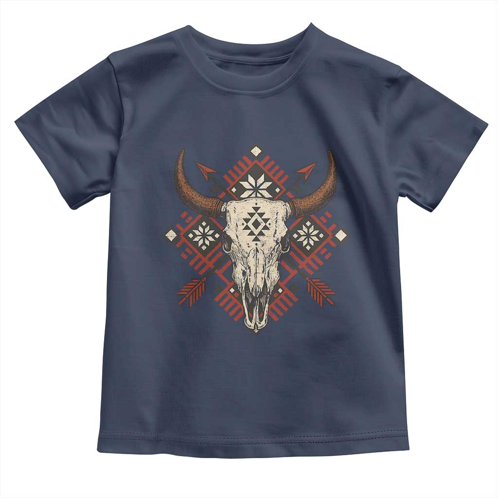 Native American Longhorn Bull Skull Tribal Arrows Toddler T Shirt TS11 Navy Print Your Wear
