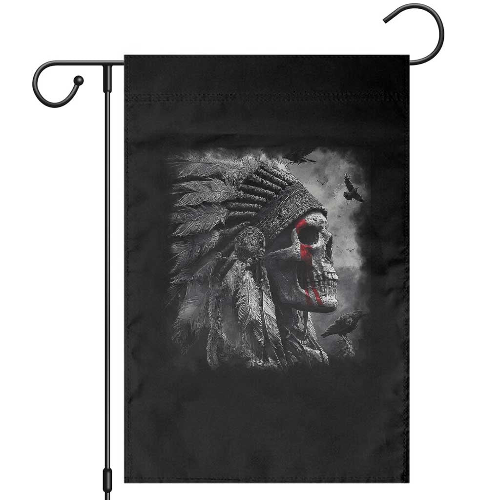 Native American Indian Chief Skull Headdress Crow Garden Flag TS11 Black Print Your Wear