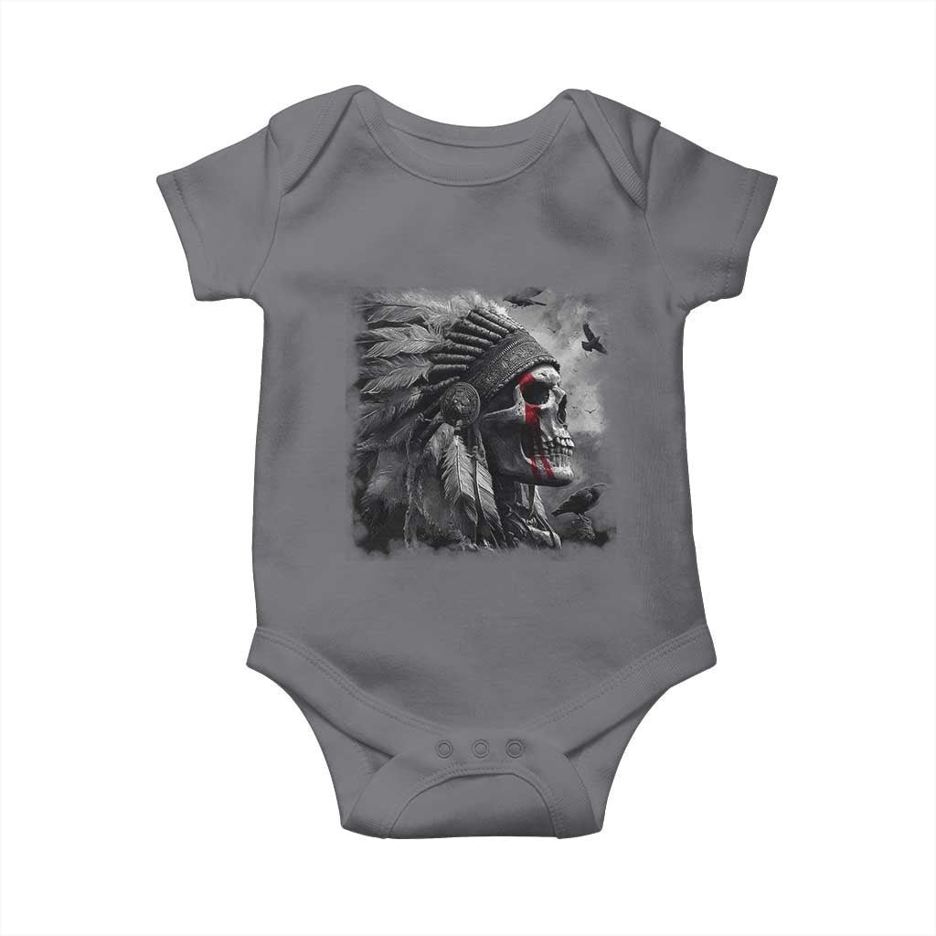 Native American Indian Chief Skull Headdress Crow Baby Onesie TS11 Charcoal Print Your Wear