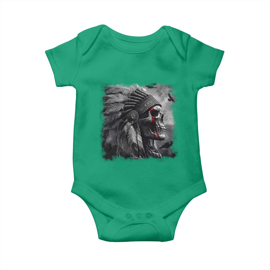 Native American Indian Chief Skull Headdress Crow Baby Onesie TS11 Irish Green Print Your Wear