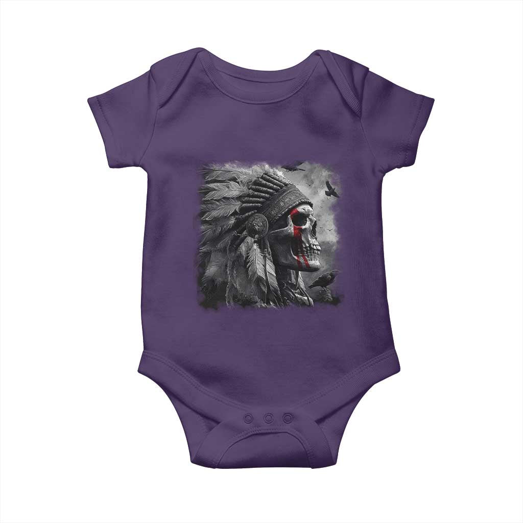 Native American Indian Chief Skull Headdress Crow Baby Onesie TS11 Purple Print Your Wear