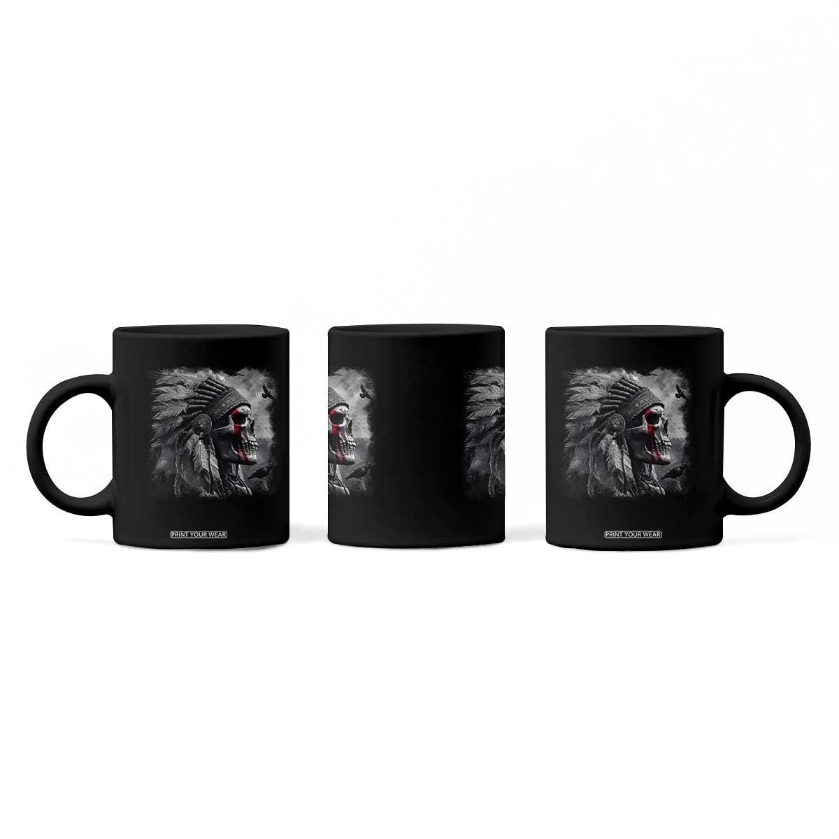 Native American Indian Chief Skull Headdress Crow Coffee Mug TS11 Print Your Wear