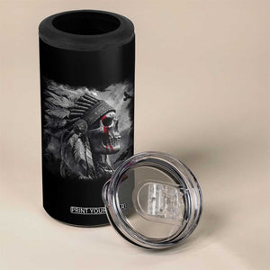 Native American Indian Chief Skull Headdress Crow 4 in 1 Can Cooler Tumbler TS11 Print Your Wear