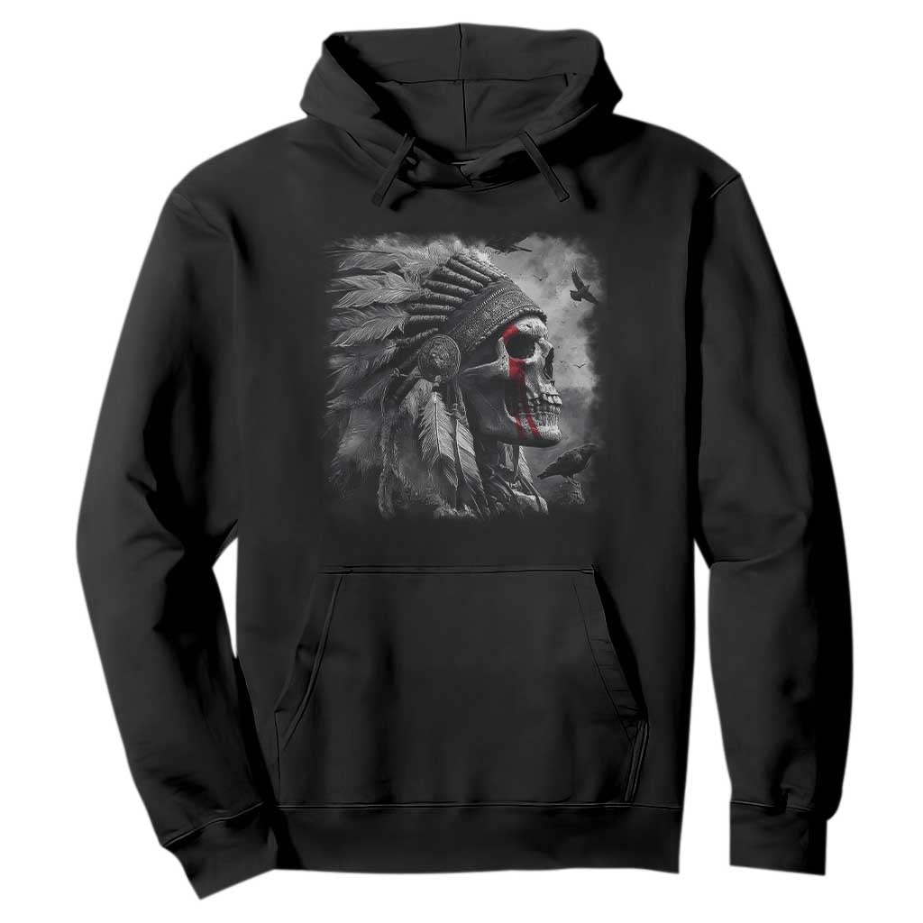 Native American Indian Chief Skull Headdress Crow Hoodie TS11 Black Print Your Wear