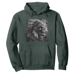 Native American Indian Chief Skull Headdress Crow Hoodie TS11 Dark Forest Green Print Your Wear