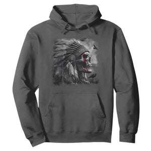 Native American Indian Chief Skull Headdress Crow Hoodie TS11 Dark Heather Print Your Wear