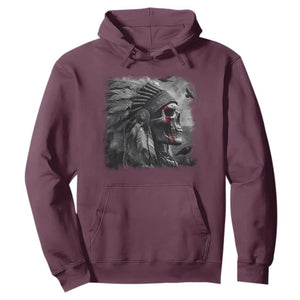 Native American Indian Chief Skull Headdress Crow Hoodie TS11 Maroon Print Your Wear