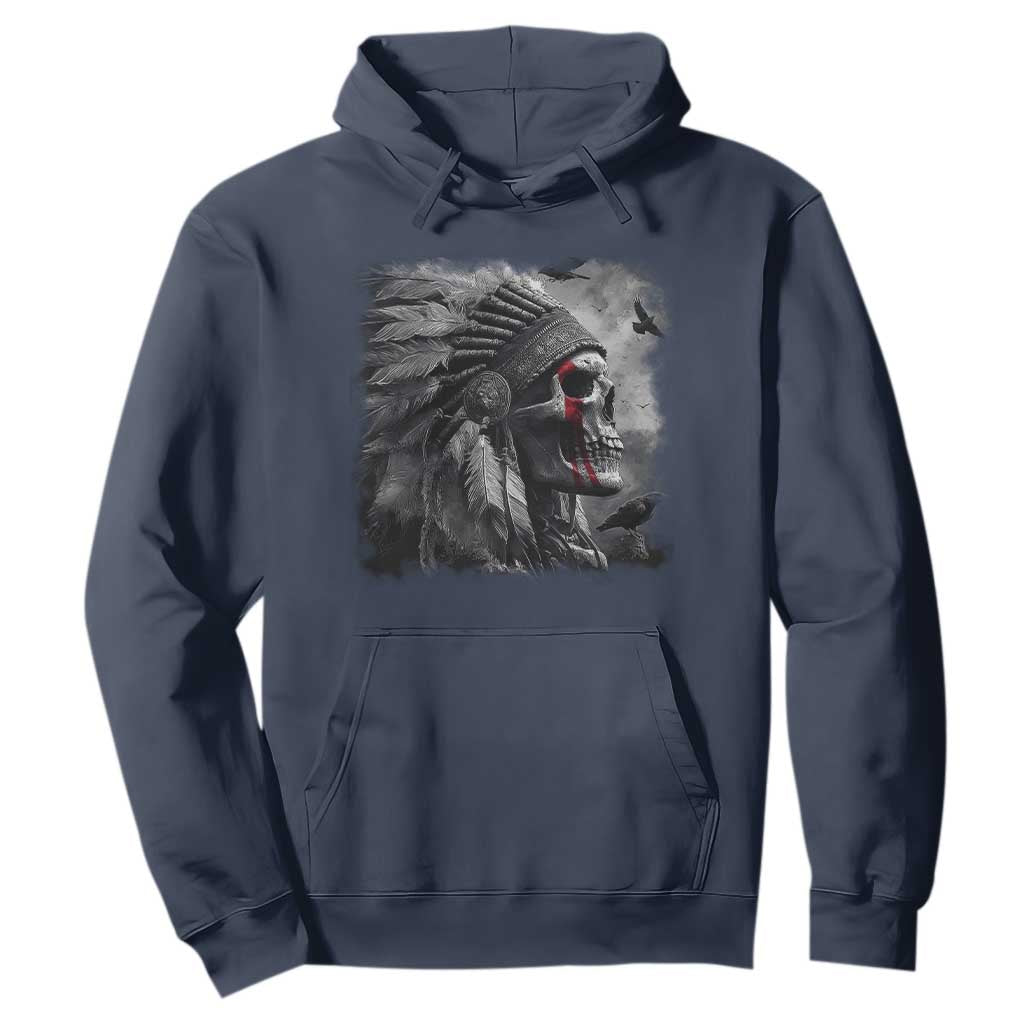 Native American Indian Chief Skull Headdress Crow Hoodie TS11 Navy Print Your Wear
