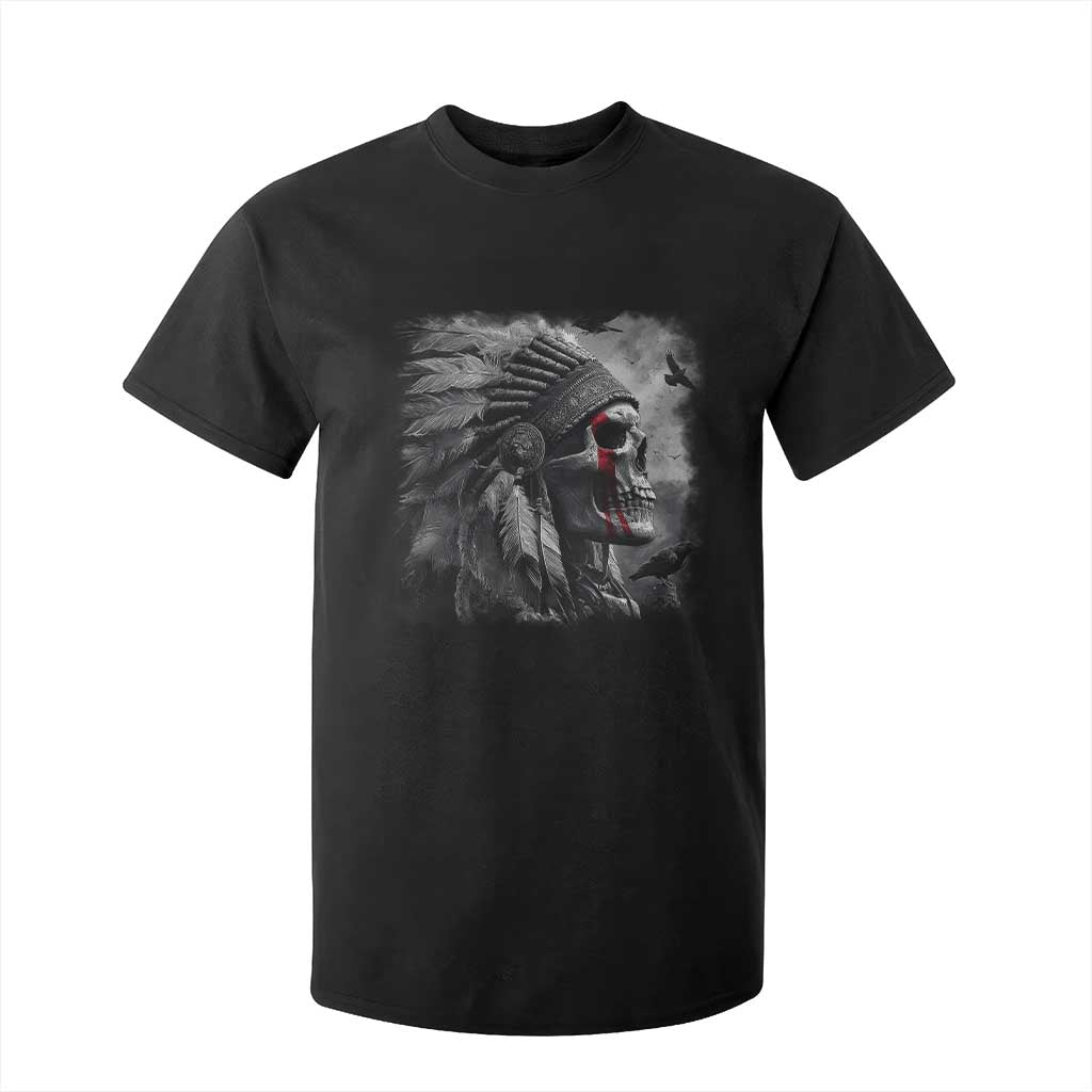 Native American Indian Chief Skull Headdress Crow T Shirt For Kid TS11 Black Print Your Wear