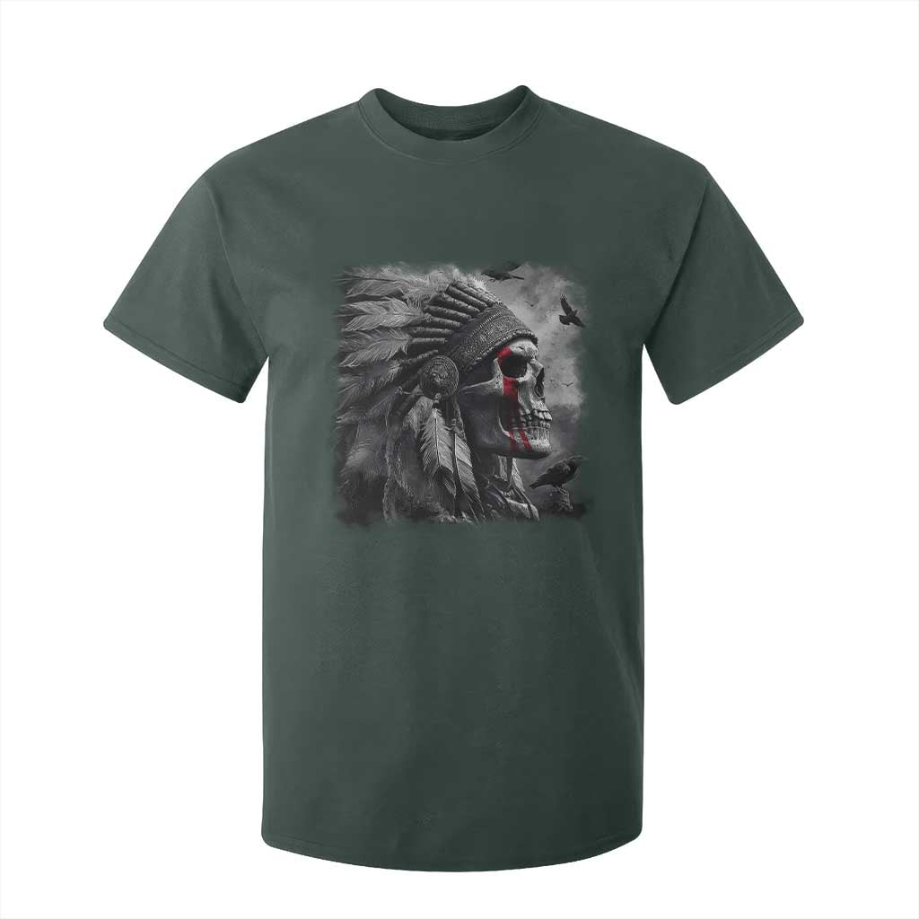 Native American Indian Chief Skull Headdress Crow T Shirt For Kid TS11 Dark Forest Green Print Your Wear