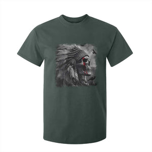 Native American Indian Chief Skull Headdress Crow T Shirt For Kid TS11 Dark Forest Green Print Your Wear