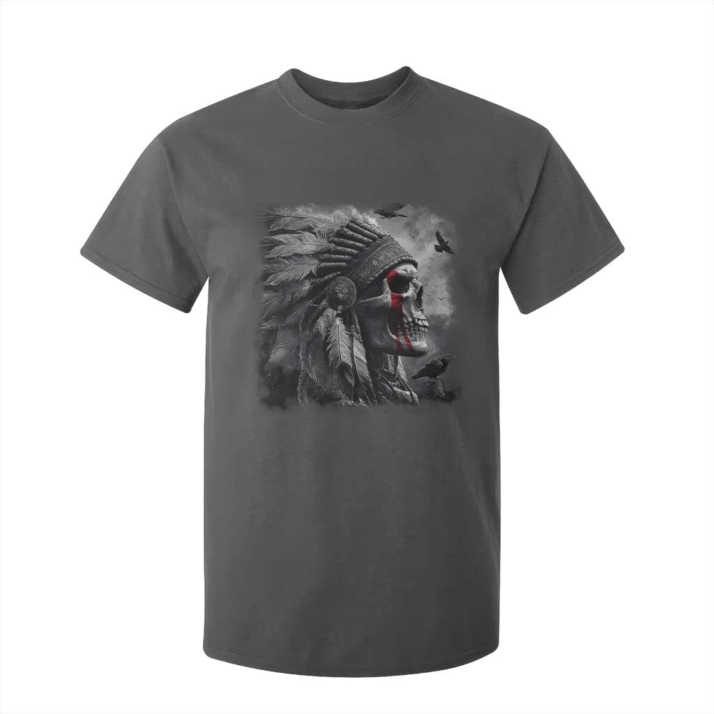 Native American Indian Chief Skull Headdress Crow T Shirt For Kid TS11 Dark Heather Print Your Wear