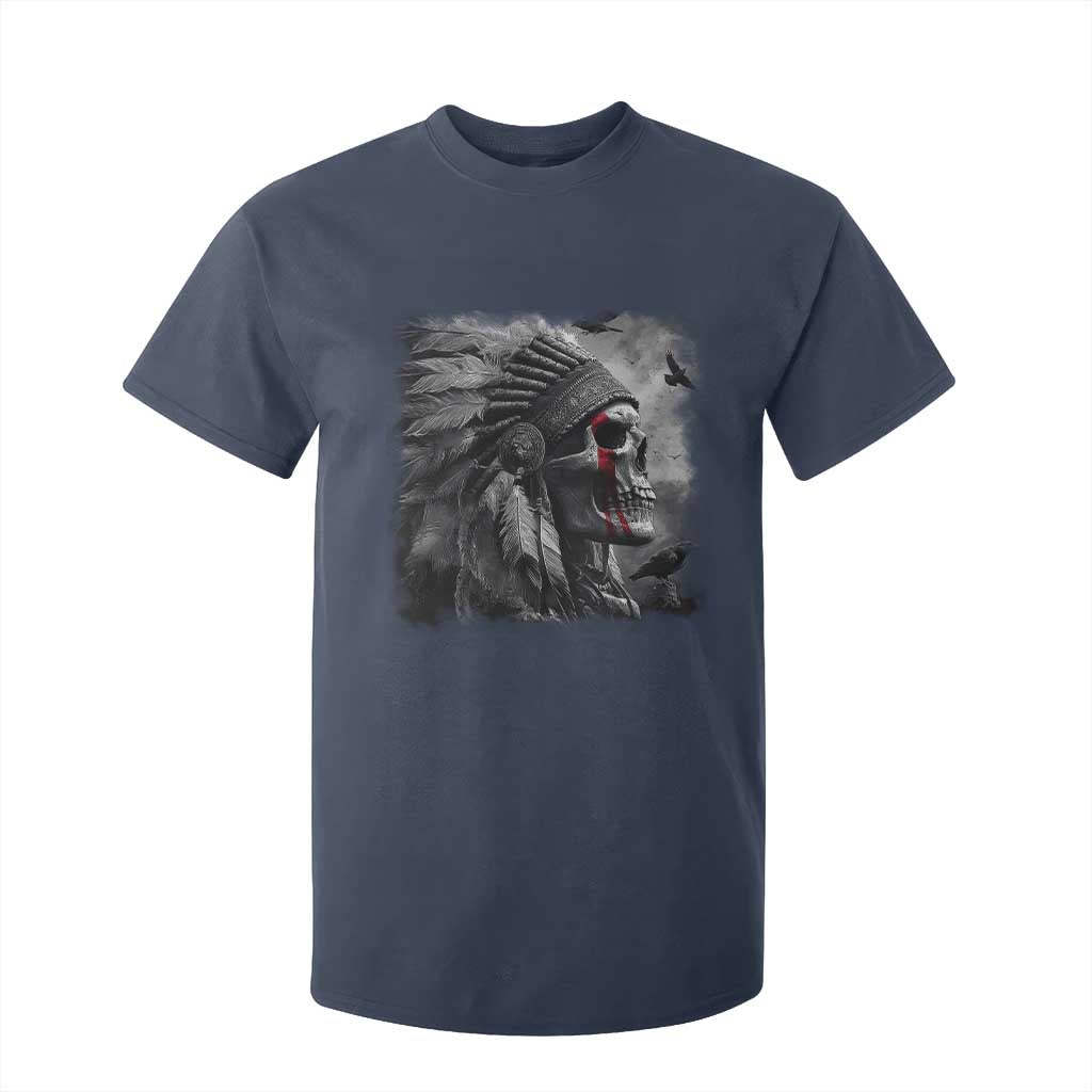 Native American Indian Chief Skull Headdress Crow T Shirt For Kid TS11 Navy Print Your Wear