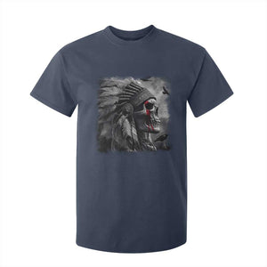 Native American Indian Chief Skull Headdress Crow T Shirt For Kid TS11 Navy Print Your Wear