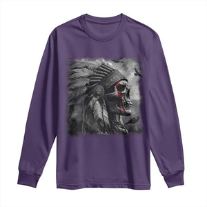 Native American Indian Chief Skull Headdress Crow Long Sleeve Shirt TS11 Purple Print Your Wear
