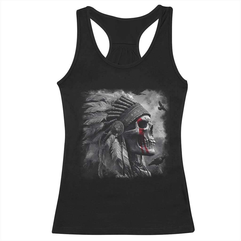 Native American Indian Chief Skull Headdress Crow Racerback Tank Top TS11 Black Print Your Wear