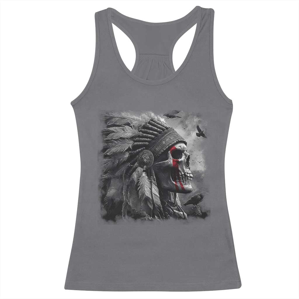 Native American Indian Chief Skull Headdress Crow Racerback Tank Top TS11 Charcoal Print Your Wear