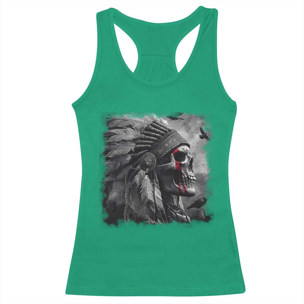 Native American Indian Chief Skull Headdress Crow Racerback Tank Top TS11 Irish Green Print Your Wear
