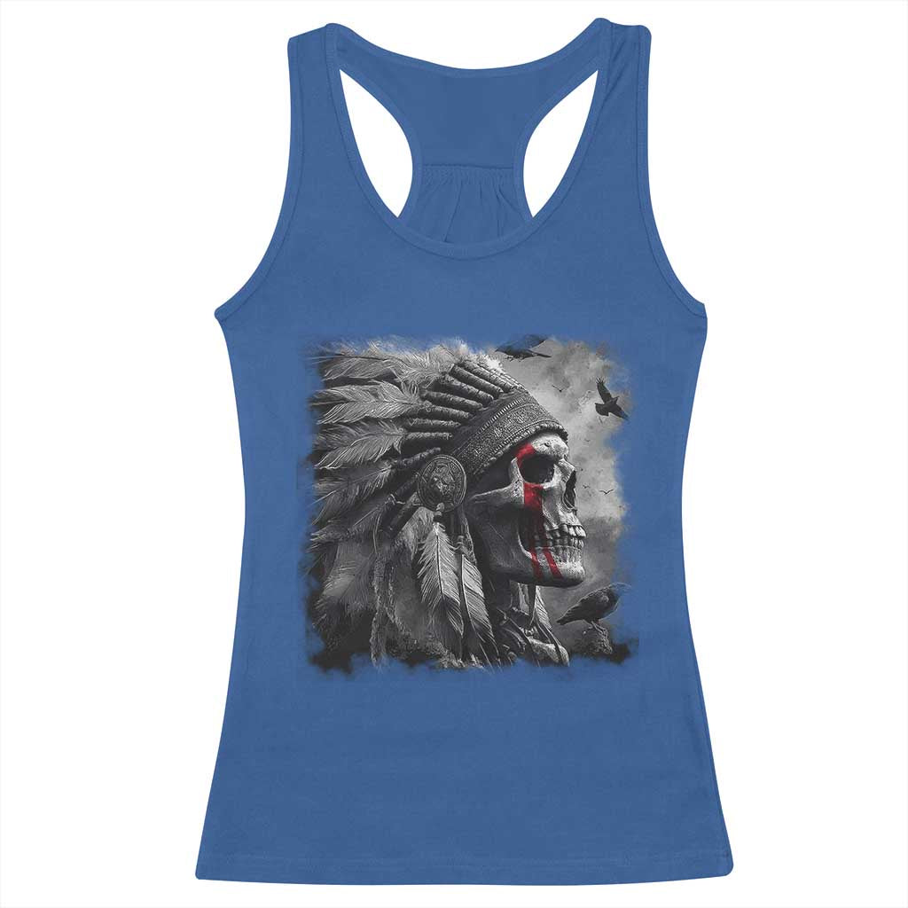 Native American Indian Chief Skull Headdress Crow Racerback Tank Top TS11 Royal Blue Print Your Wear