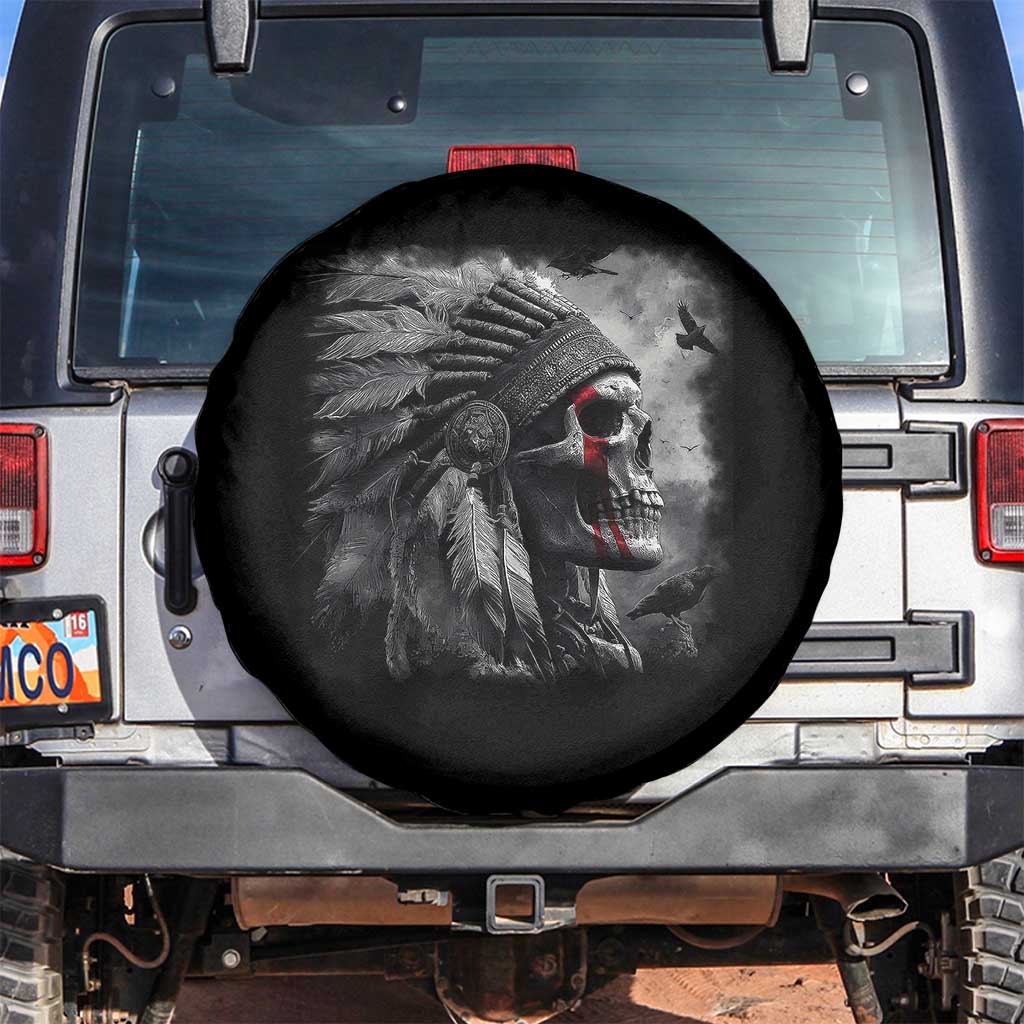 Native American Indian Chief Skull Headdress Crow Spare Tire Cover TS11 No hole Black Print Your Wear
