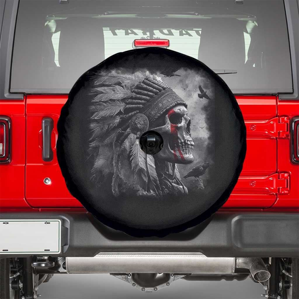 Native American Indian Chief Skull Headdress Crow Spare Tire Cover TS11 Black Print Your Wear