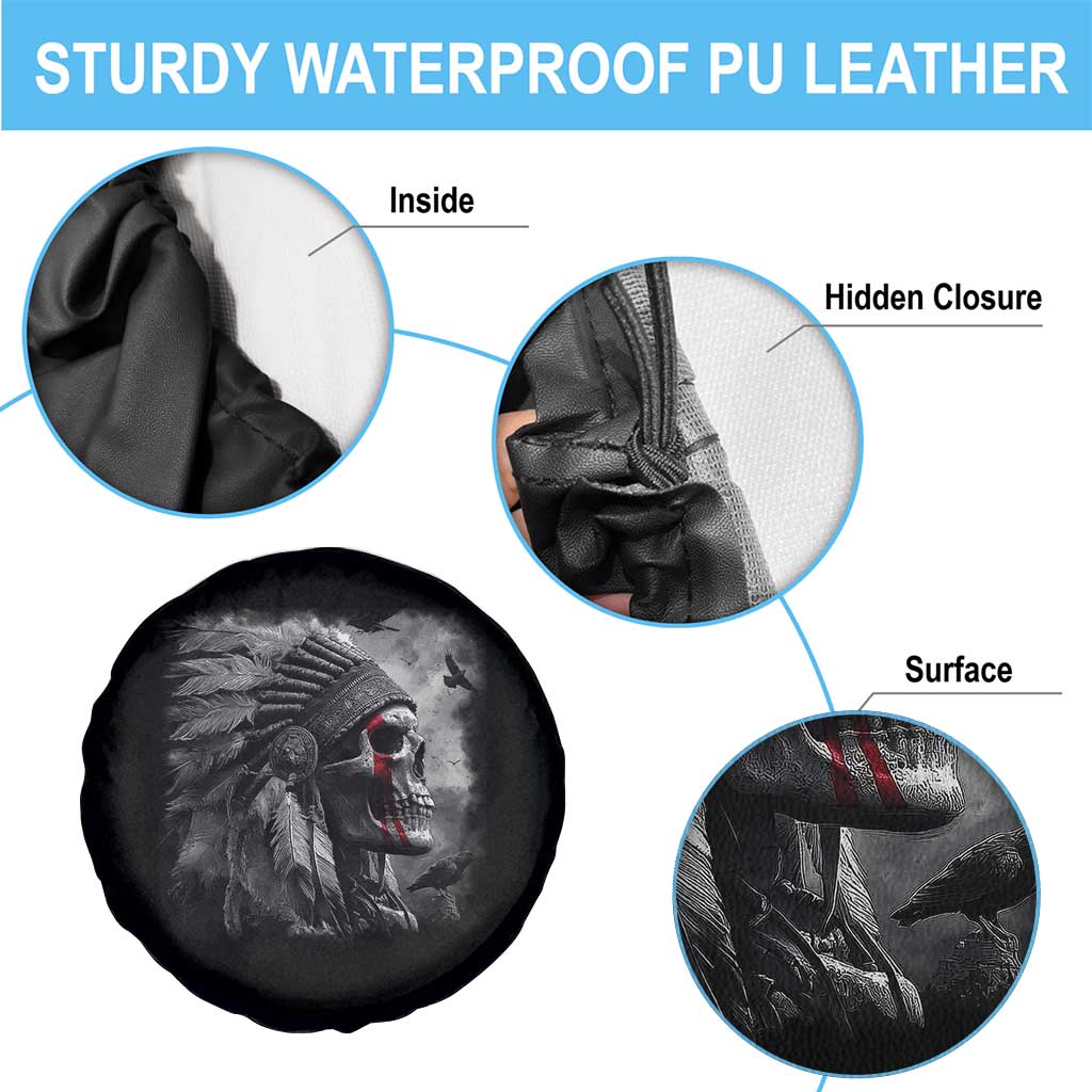 Native American Indian Chief Skull Headdress Crow Spare Tire Cover TS11 Print Your Wear