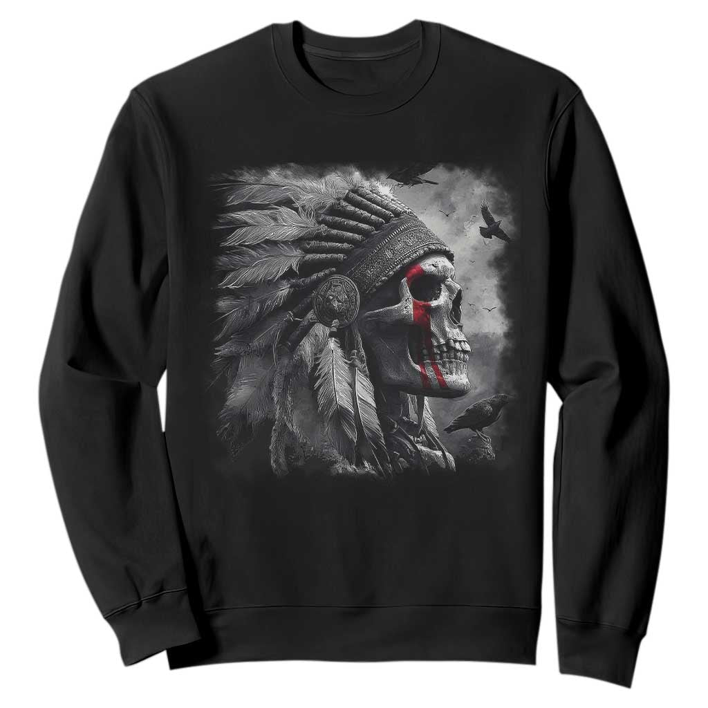 Native American Indian Chief Skull Headdress Crow Sweatshirt TS11 Black Print Your Wear
