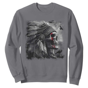 Native American Indian Chief Skull Headdress Crow Sweatshirt TS11 Charcoal Print Your Wear