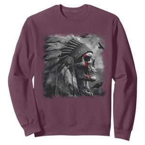 Native American Indian Chief Skull Headdress Crow Sweatshirt TS11 Maroon Print Your Wear