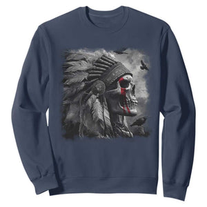 Native American Indian Chief Skull Headdress Crow Sweatshirt TS11 Navy Print Your Wear