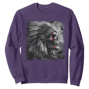 Native American Indian Chief Skull Headdress Crow Sweatshirt TS11 Purple Print Your Wear