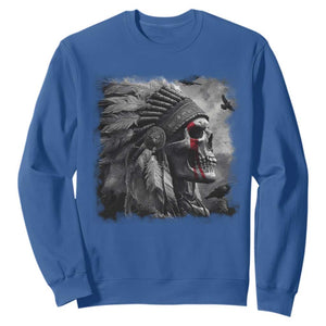 Native American Indian Chief Skull Headdress Crow Sweatshirt TS11 Royal Blue Print Your Wear