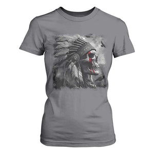 Native American Indian Chief Skull Headdress Crow T Shirt For Women TS11 Charcoal Print Your Wear