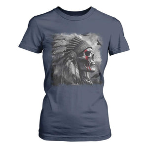 Native American Indian Chief Skull Headdress Crow T Shirt For Women TS11 Navy Print Your Wear