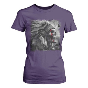 Native American Indian Chief Skull Headdress Crow T Shirt For Women TS11 Purple Print Your Wear