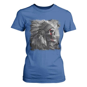 Native American Indian Chief Skull Headdress Crow T Shirt For Women TS11 Royal Blue Print Your Wear