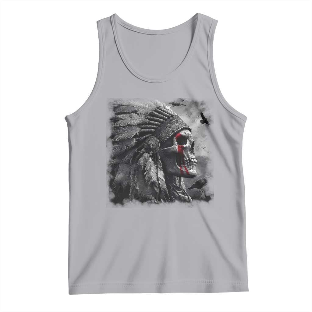 Native American Indian Chief Skull Headdress Crow Tank Top TS11 Athletic Heather Print Your Wear