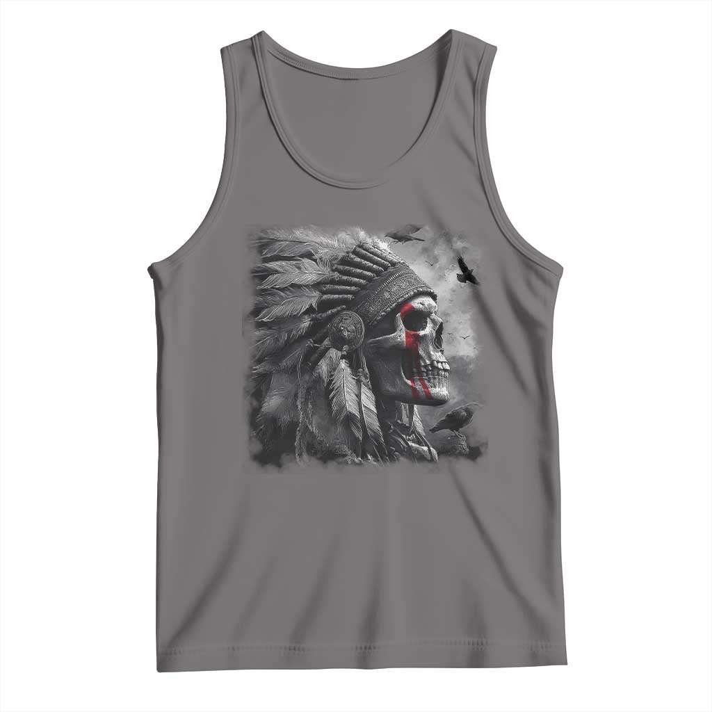 Native American Indian Chief Skull Headdress Crow Tank Top TS11 Deep Heather Print Your Wear