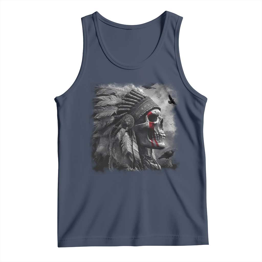 Native American Indian Chief Skull Headdress Crow Tank Top TS11 Navy Print Your Wear